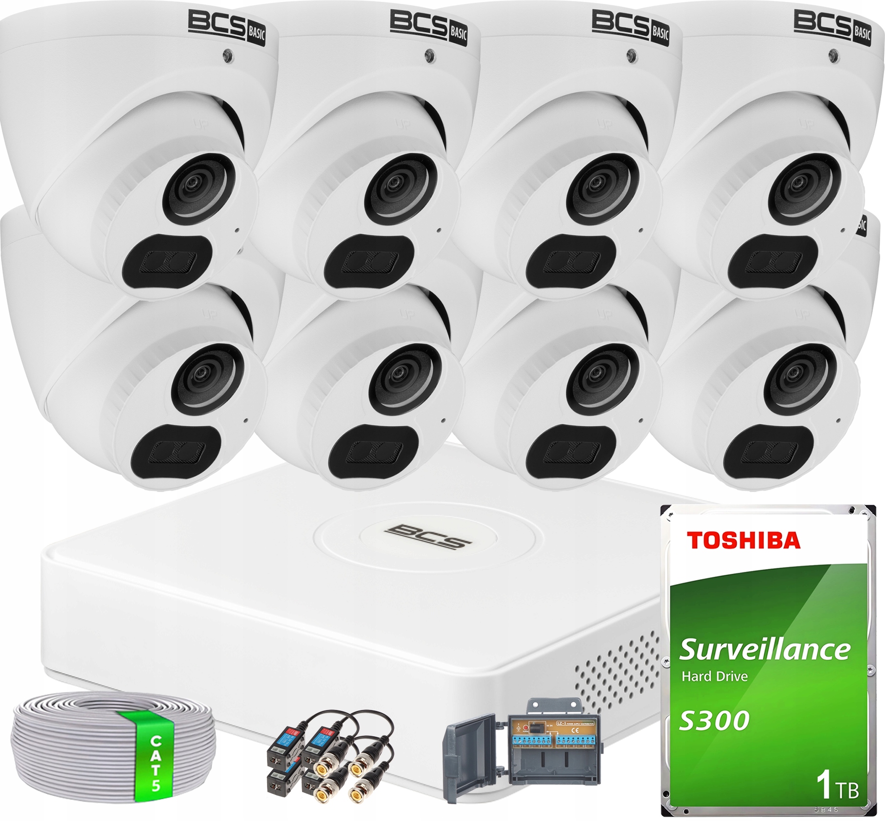 Monitorovací sada s analogovou kamerou 8x BCS-B-EA15FSR4(2.0) 5MPx Disk 1TB