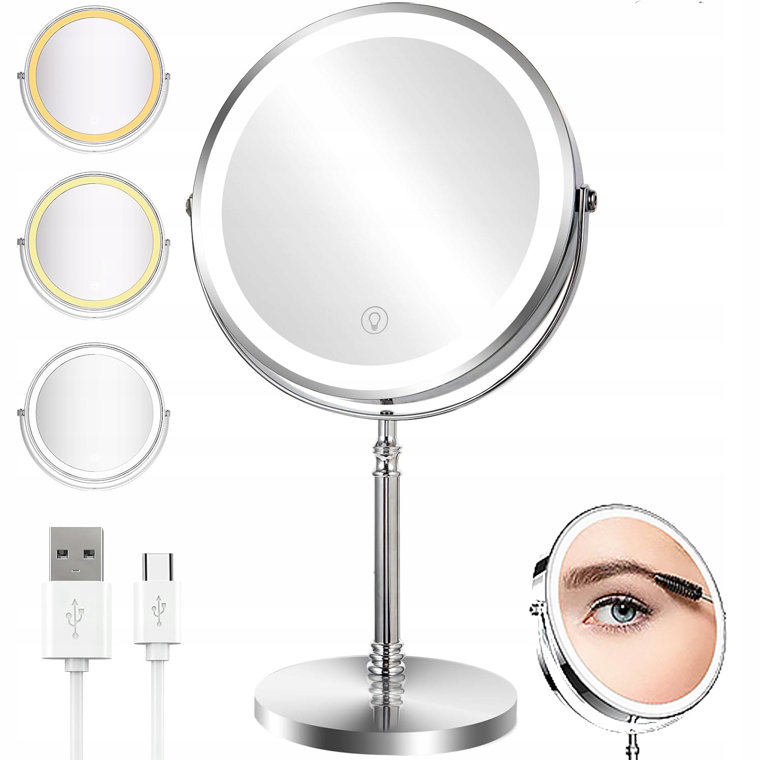 Kosmetické Led podsvícené zrcátko Zrcadlo pro líčení 10x Zvětšovací