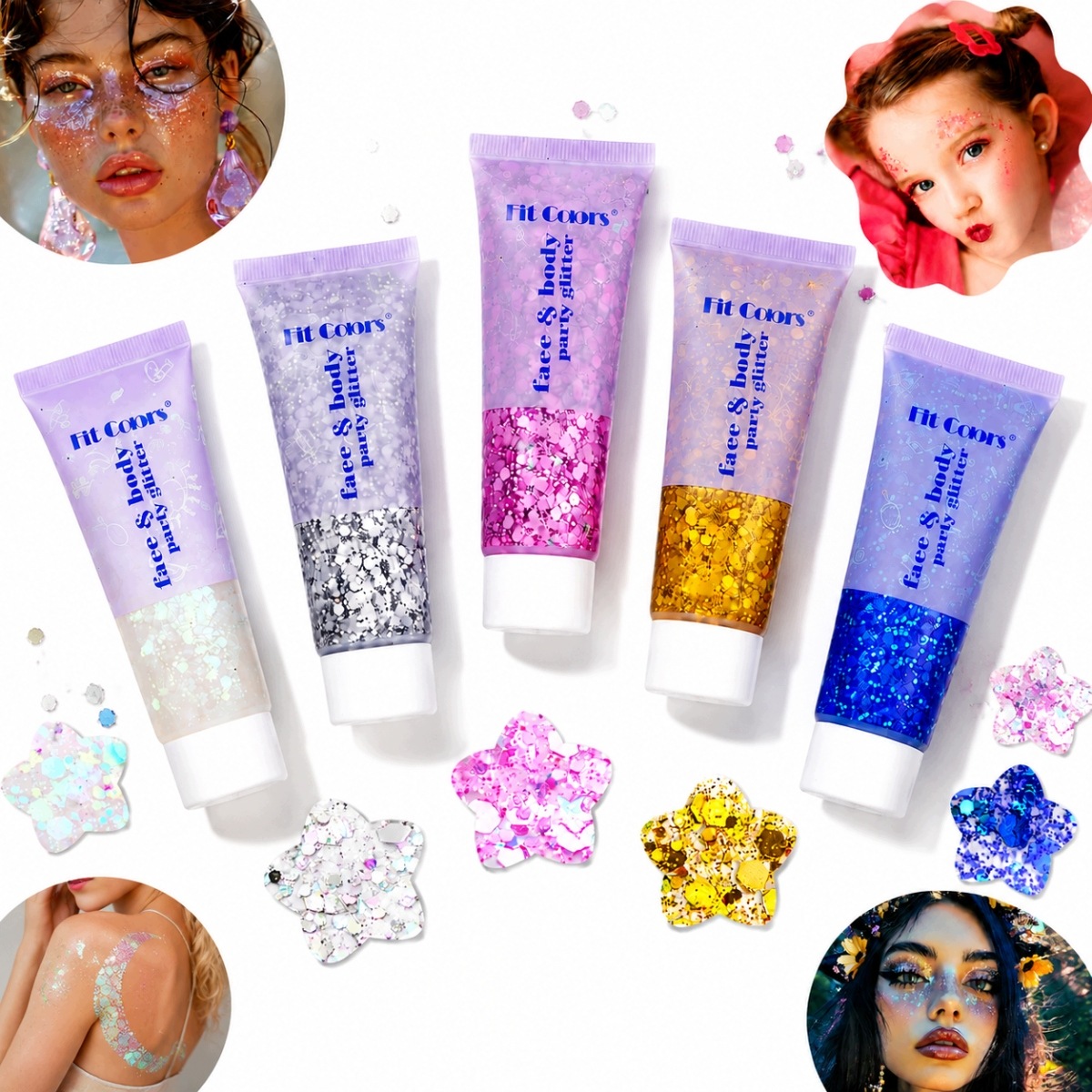 5 Gel brokátový hologram na obličej a tělo 50 ml Ideální na plesy, párty