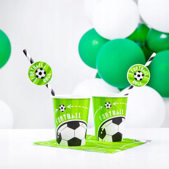 Słomki Papierowe Piłka Nożna Football 6szt Boisko Materiał papier