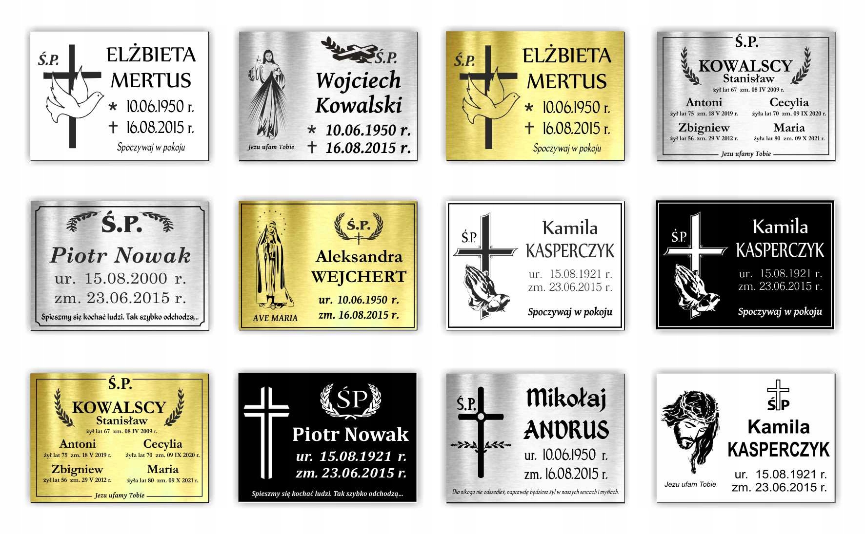 Tablica nagrobna tabliczka na grób 29x21 cm Przeznaczenie zewnętrzne