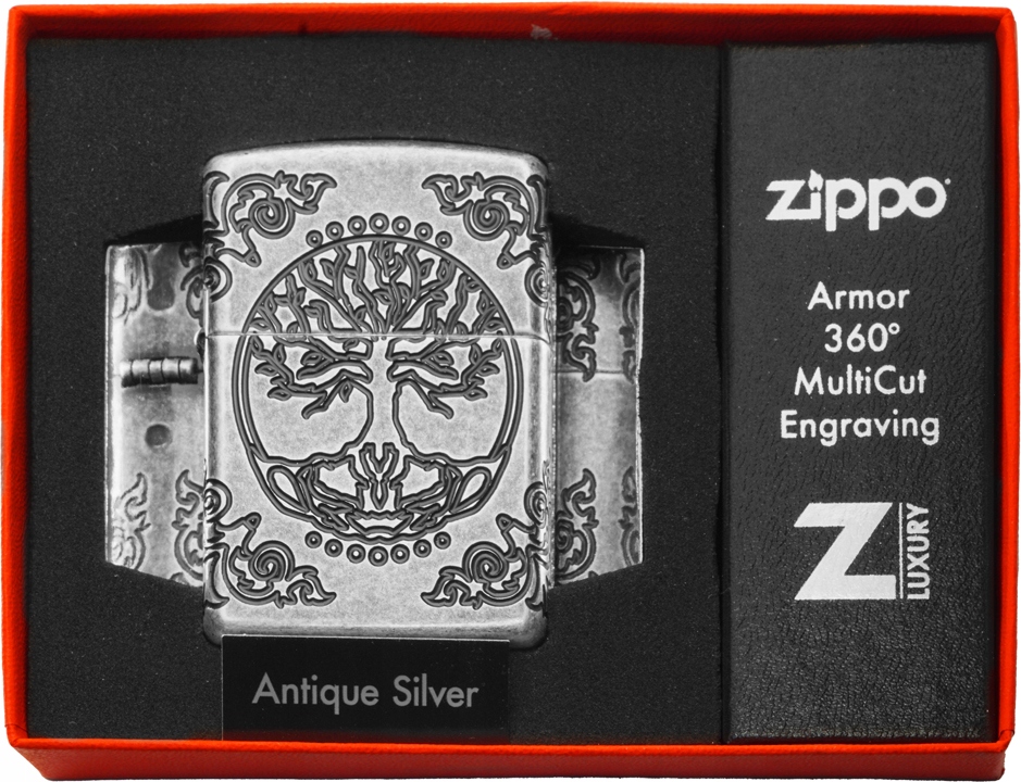 Zapalovač Zippo Antique Silver Tree Of Live Armor 60004303 Větruodolný