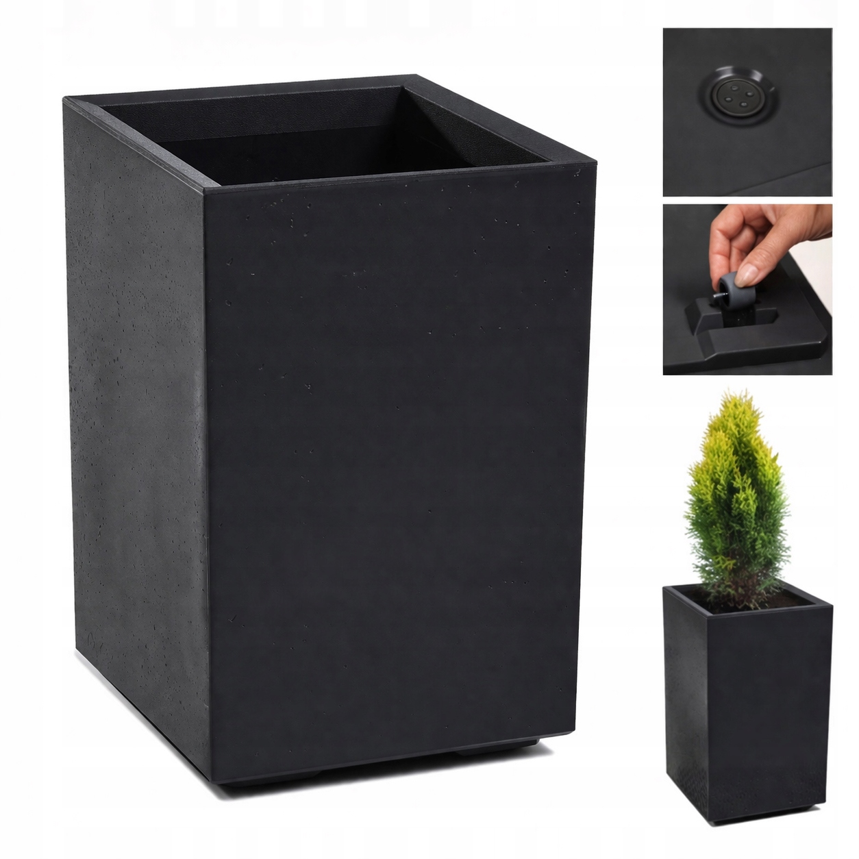 Donica Na Kółkach Karo Eco Recycled 60X40 Czarny Wysoka