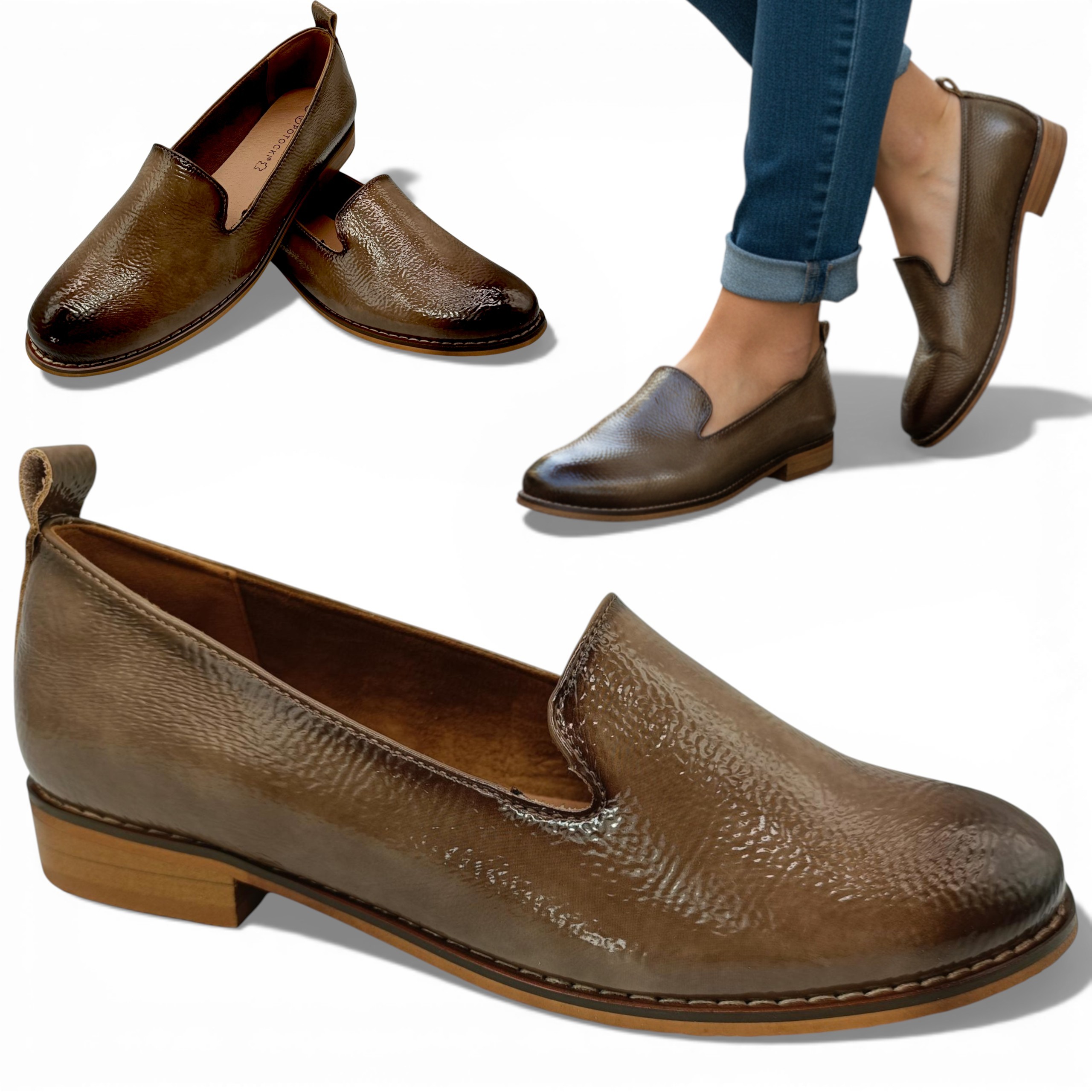 Dámské mokasíny Elegantní 37 Ploché Pohodlné lakované polobotky Potocki