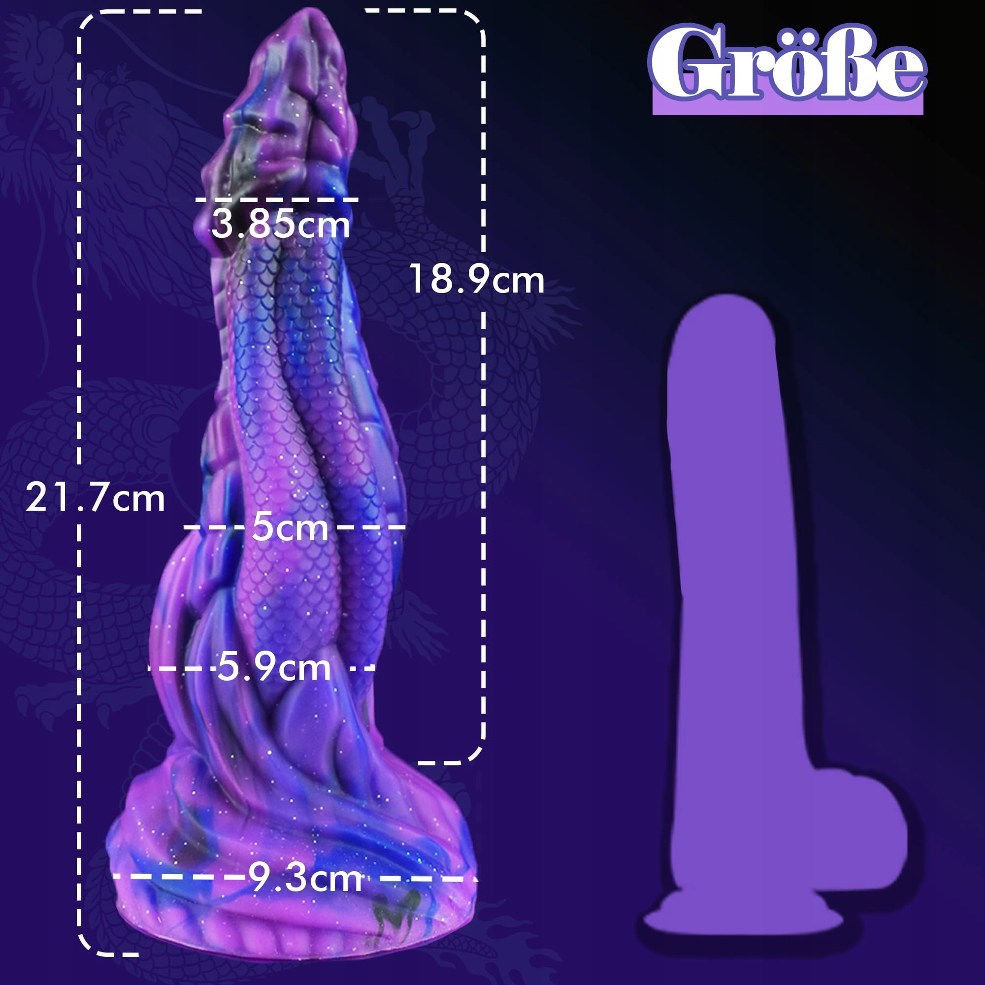 DRAGON Dildo Fantasy 22cm Potężny Przyssawka Dla Mężczyzn i Kobiet — miniatura 3