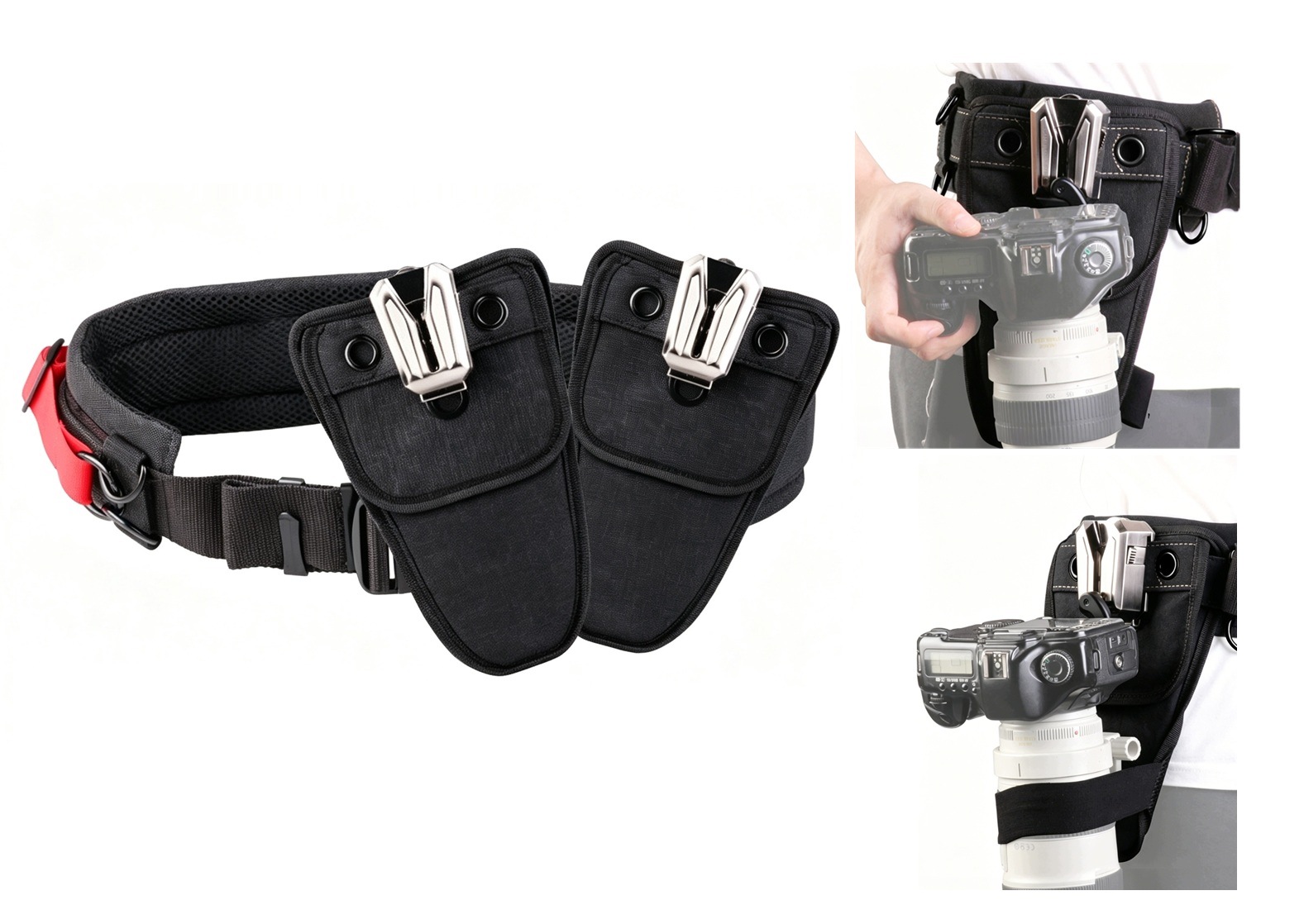 Fotografický pás Bederní 2x rychlospojka 1/4" pro fotoaparát Dslr kamery
