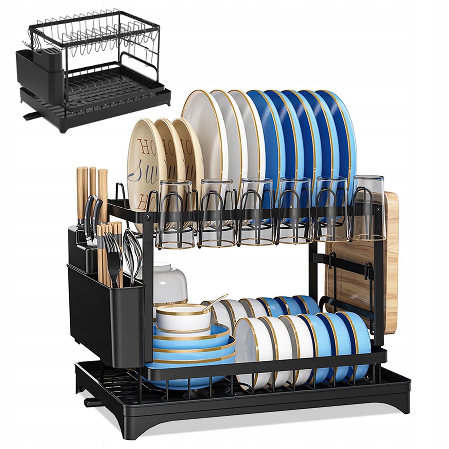 Dvouvrstvý Odkapávač Stojan Na Příbory S Otvor