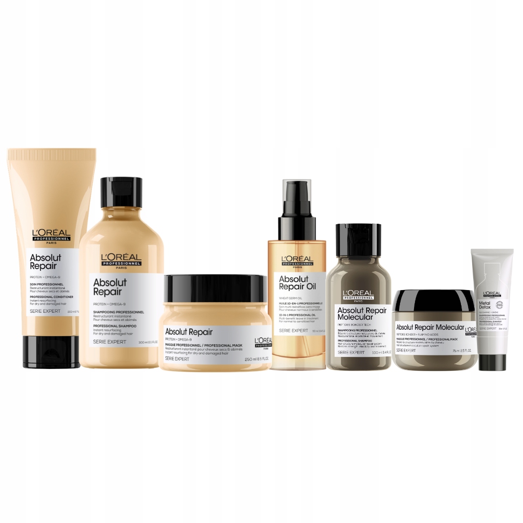 Loreal Absolut Repair szampon odżywka maska, olejek do włosów