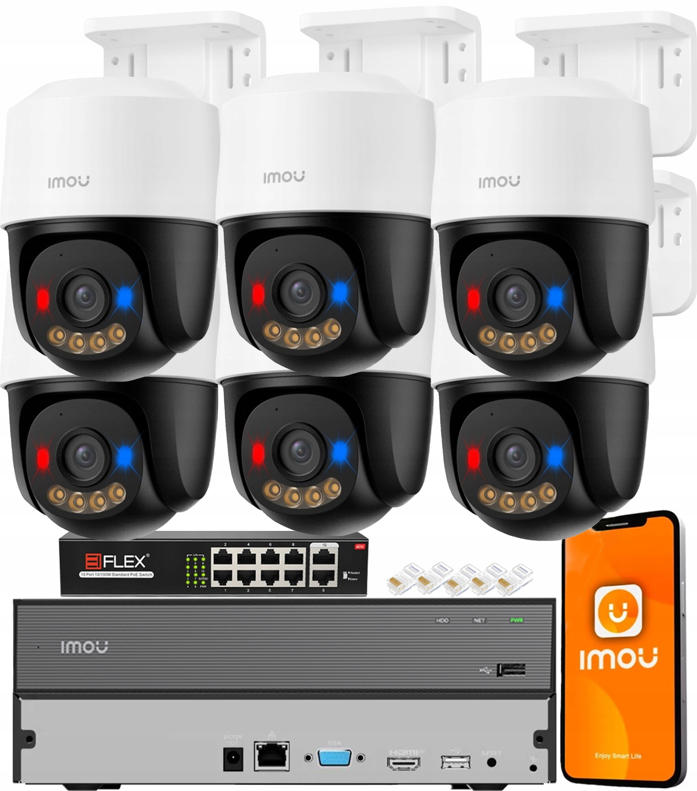 Sada 6 monitorovacích kamer 10Mpx (5Mpx 5Mpx) IPC-PS7FP-5M0 Imou Audio Led