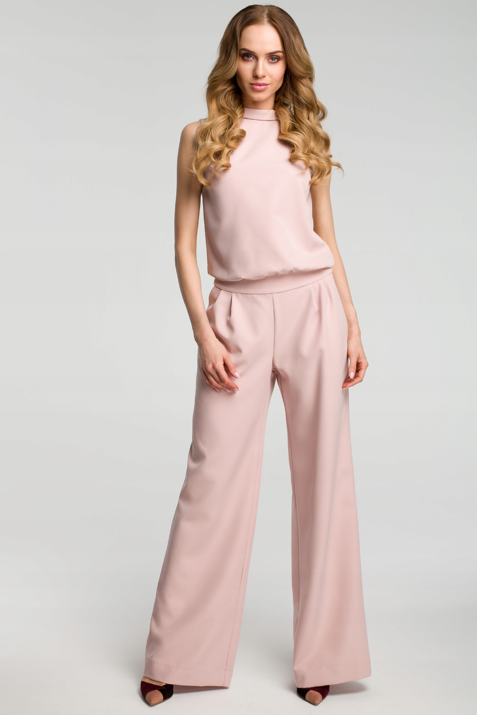 KOMBINEZON ELEGANCKI DAMSKI KOBIECY DŁUGIE NOGAWKI PIĘKNY PUDROWY 42 XL EAN (GTIN) 5903068415401