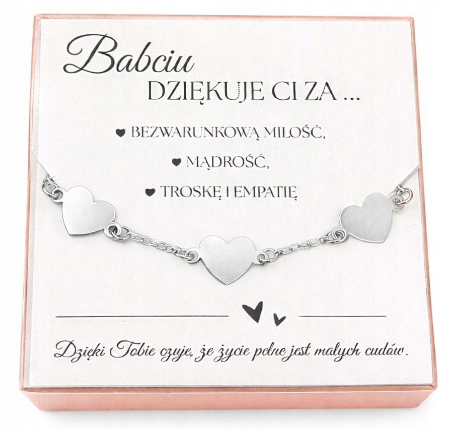 Náramek tři Srdce srdce 20cm Gravírování Stříbro 925 Den Babiček