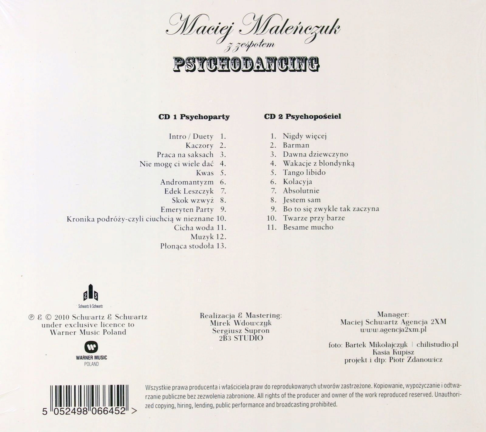 MACIEJ MALEŃCZUK, PSYCHODANCING: LIVE 2CD Gatunek pop