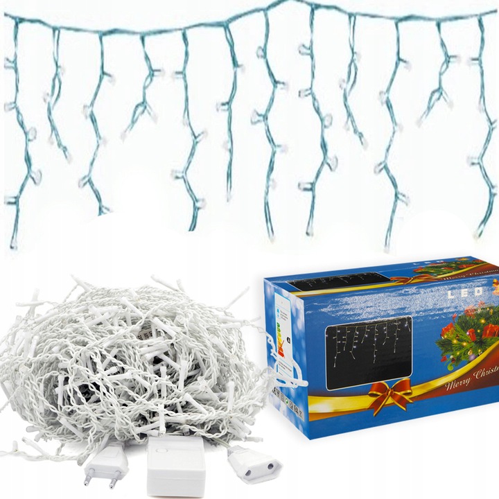 

lampki sople kurtyna świetlna 500 Led Biały Zimny