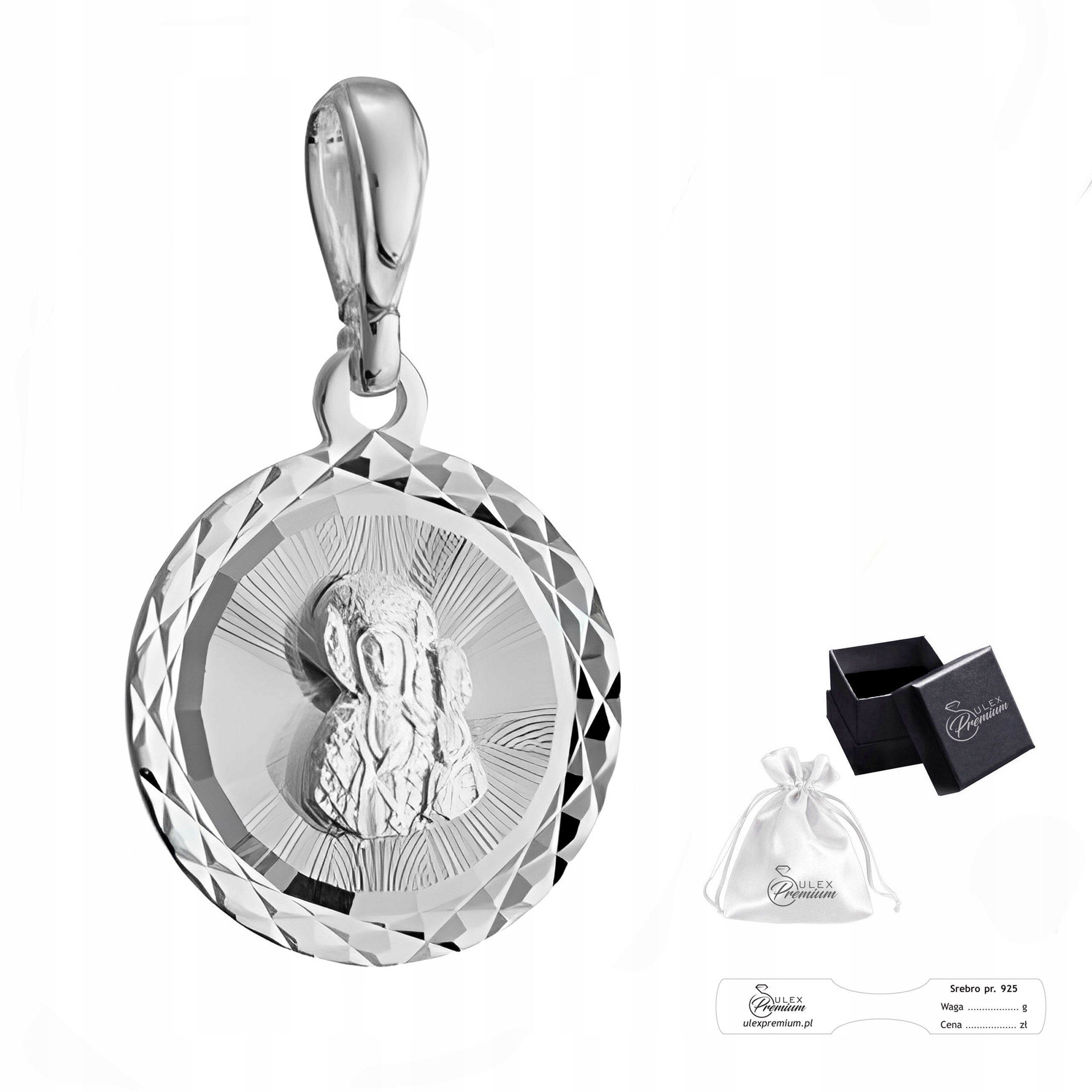 Medailon stříbro 925 s obrázkem Panny Marie Čenstochovské Gravírování