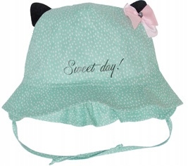 

Kapelusz dla dziewczynki na lato Kotek Mięta R.50