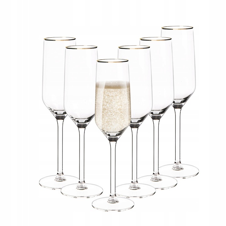 

Kieliszki do szampana Rubin Gold złoty pasek 220ml