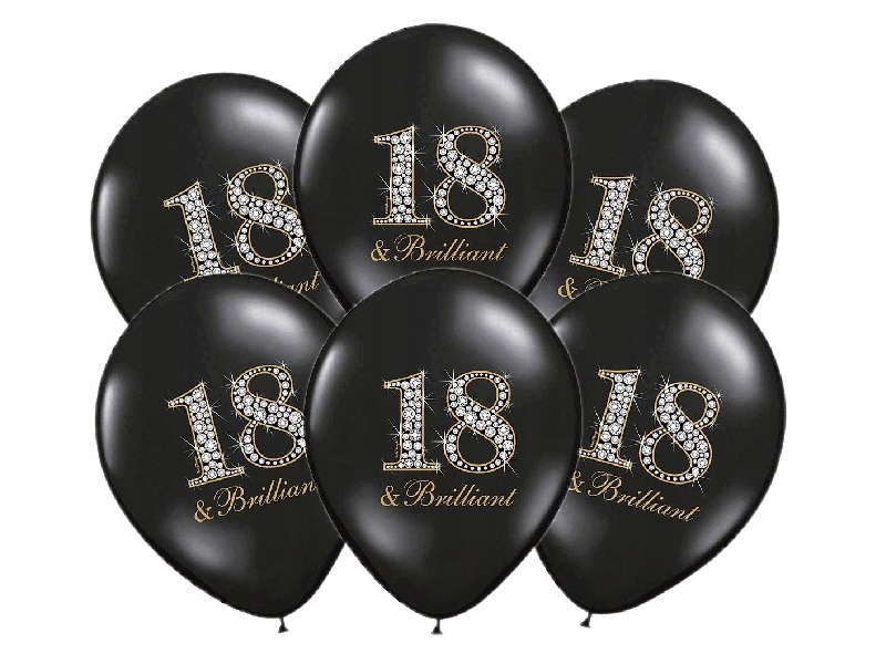 

Balony na 18 urodziny osiemnastkę czarne 6 sztuk