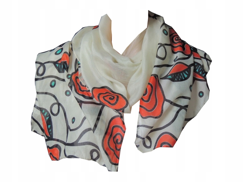 

Szalik zwiewna apaszka szal z Róże różyczki