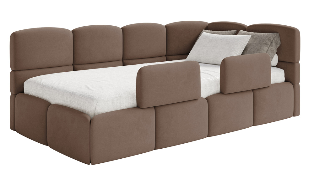 Postel pro mláděž 120 x 200 cm Cloudy hnědá sametová pravá