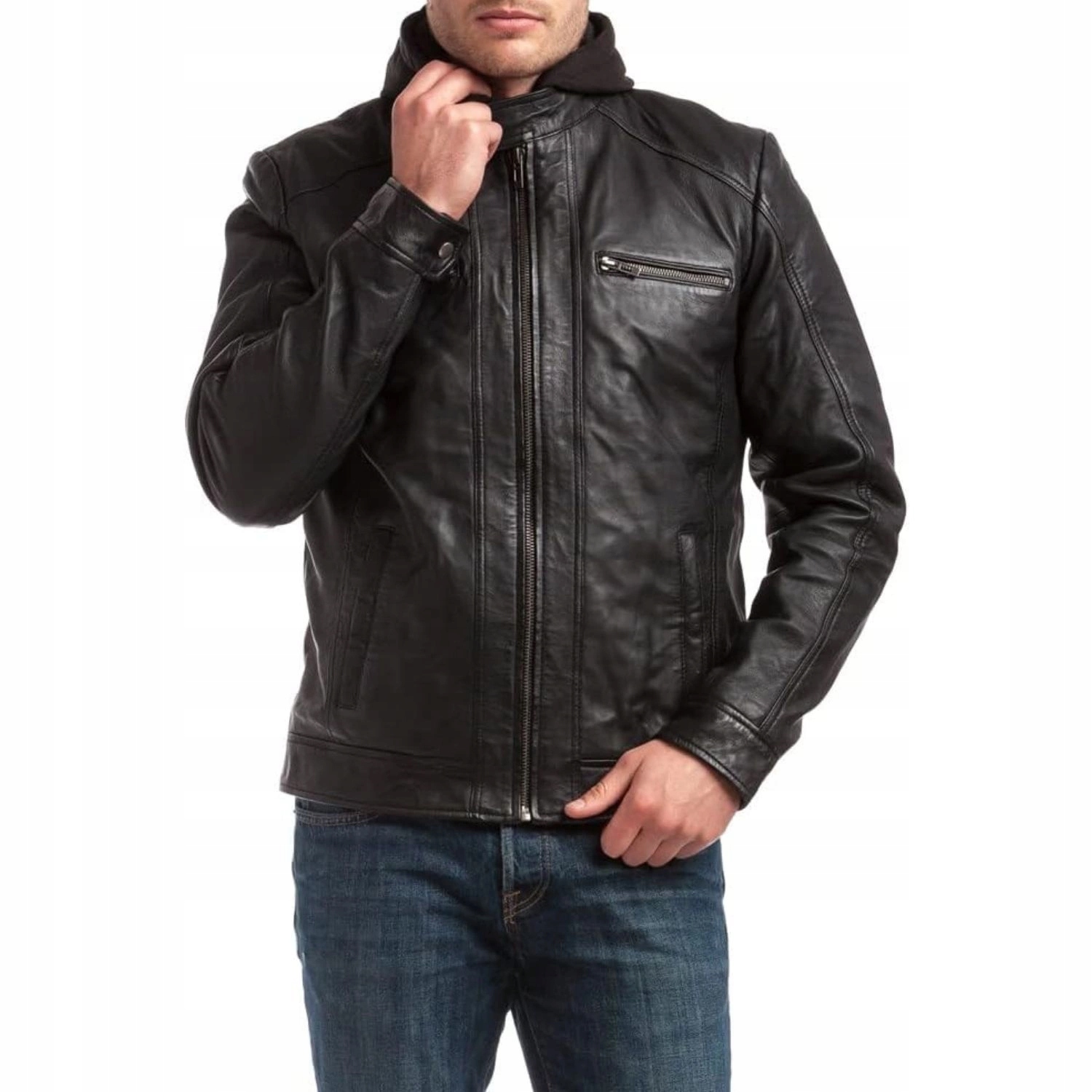 Pánská kožená bunda Chyston Leif hnědá s kapucí klasická kůže vel. L