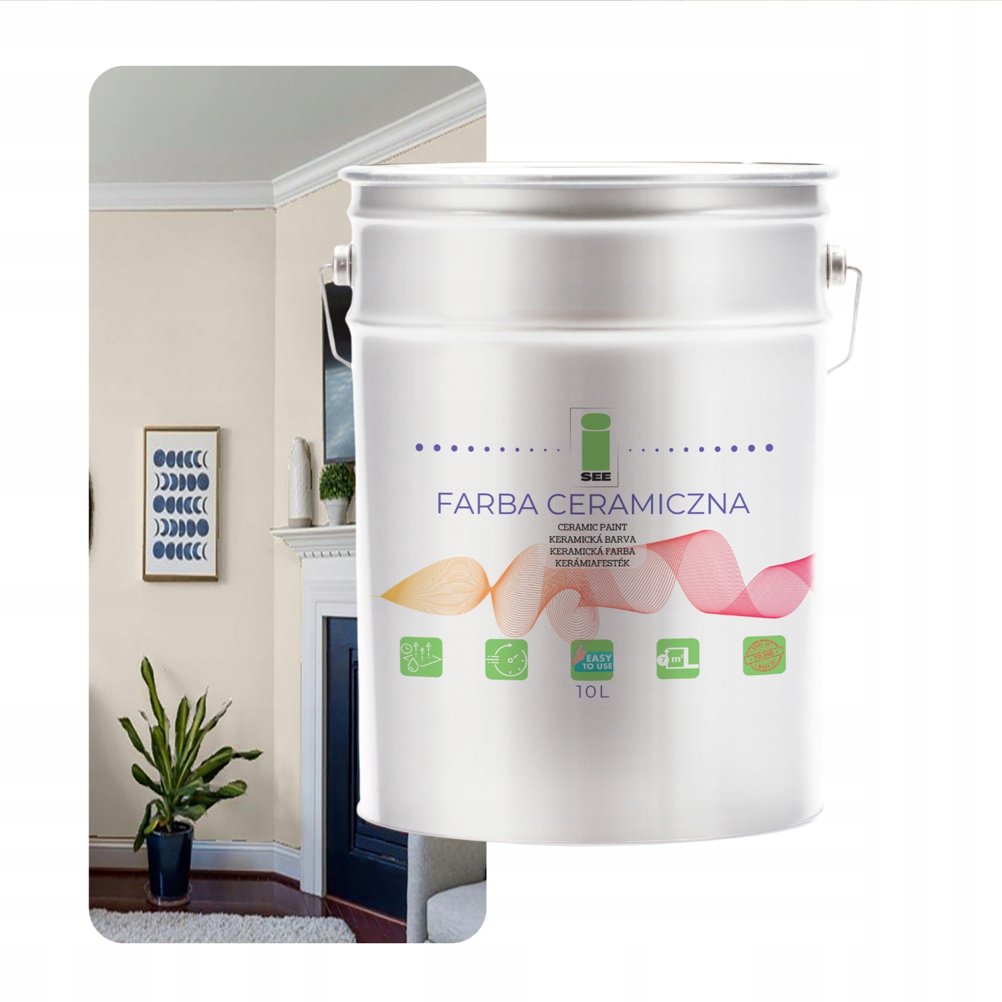 Umývateľná Keramická Farba Na Stenu Krémová 10 L Odolná Voči Škvrnám