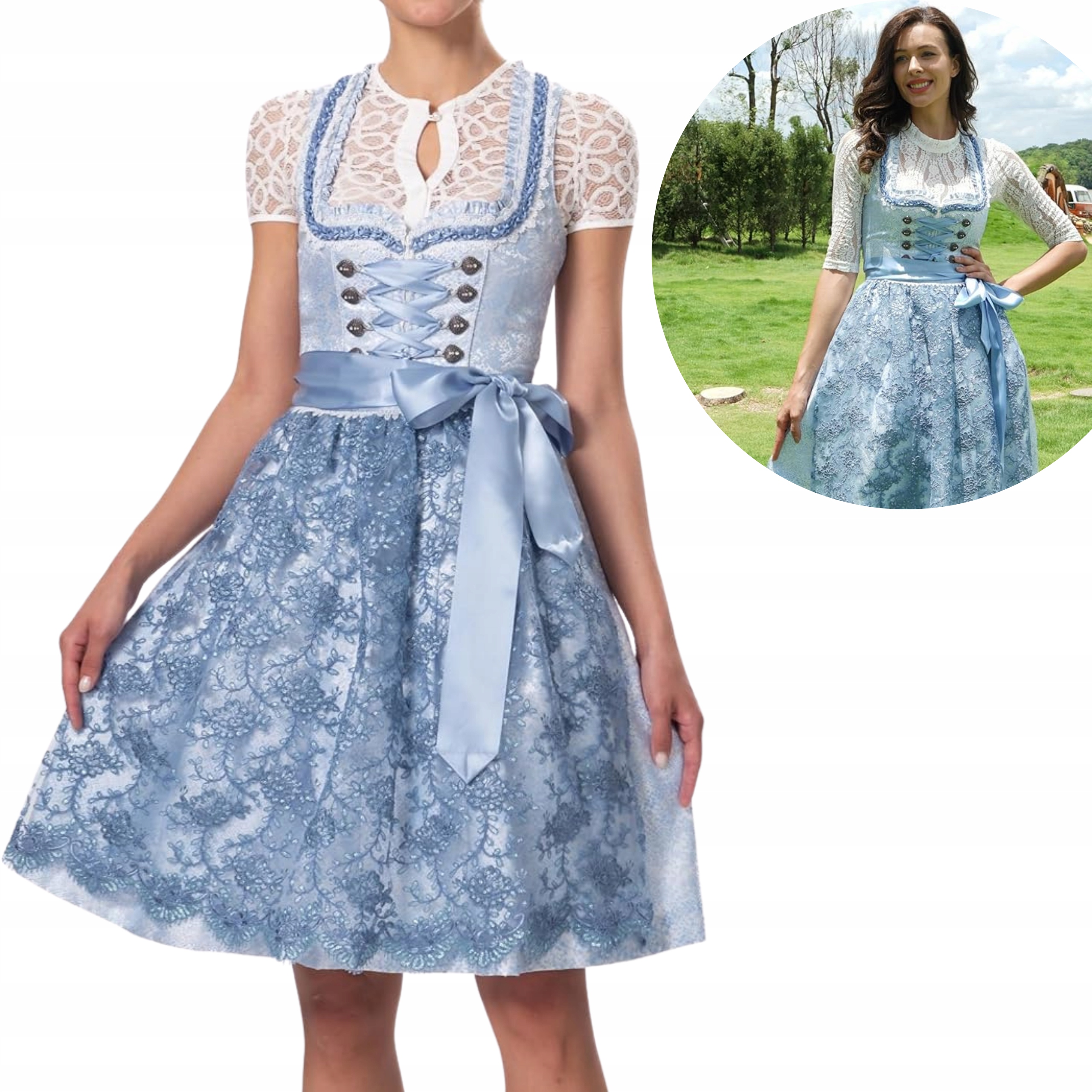 Šaty Bavorský kostým Tradiční kostým Dirndl Na Oktoberfest Velikost 38