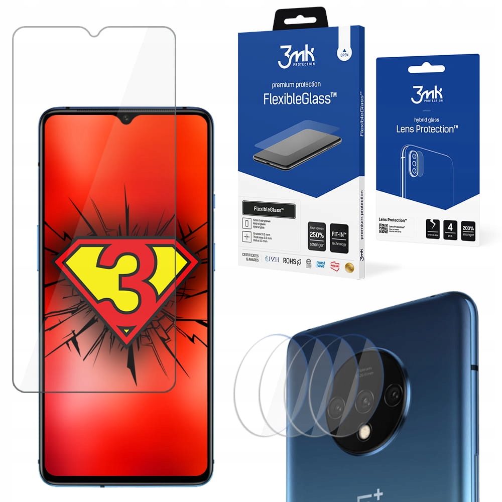 

Do OnePlus 7T Szkło hybrydowe + 3mk Lens na aparat
