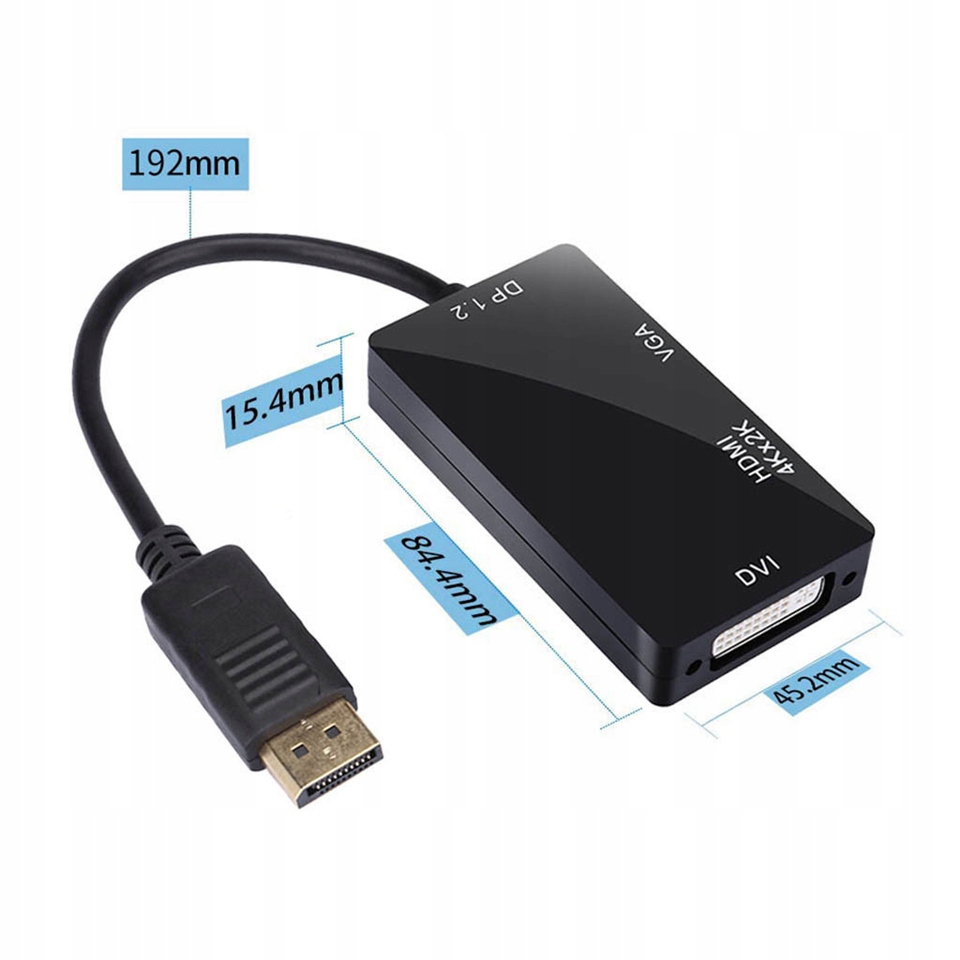 ADAPTER DisplayPort DP do HDMI 4K VGA DVI MAC