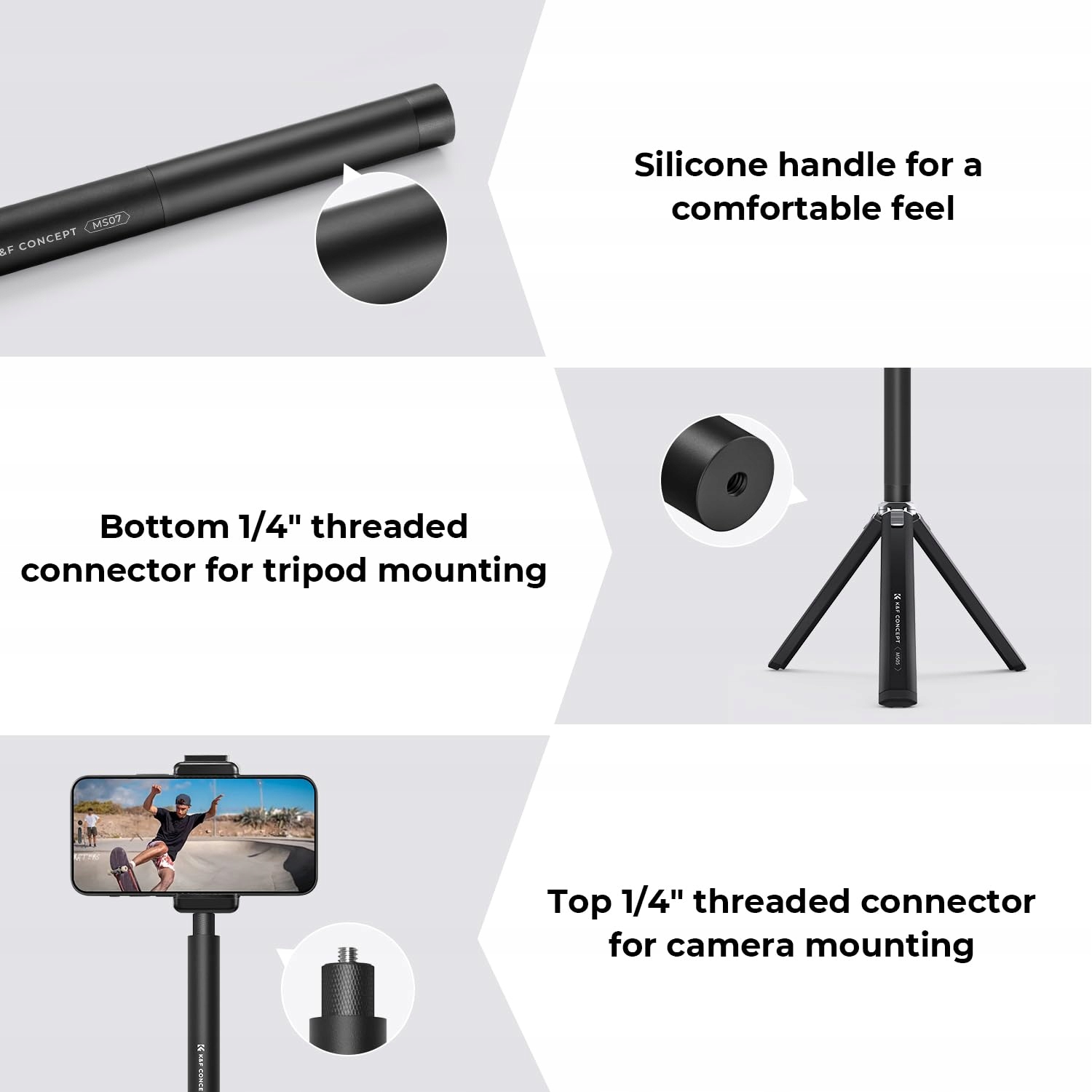 K&F CONCEPT MS07 Kijek Selfie Monopod Do GoPro Insta360 DJI Action — miniatura 5