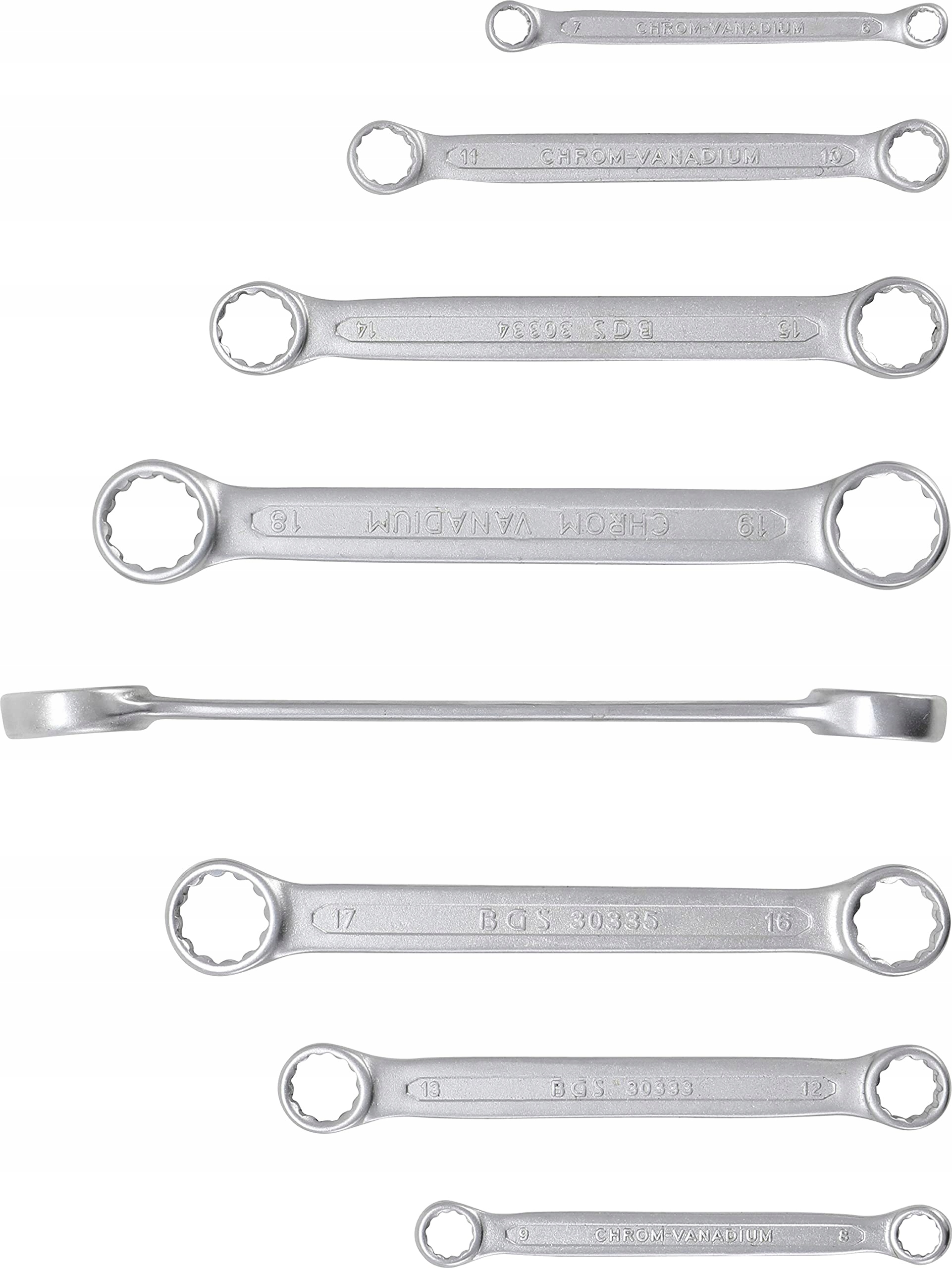 BGS Zestaw Kluczy Płasko-Oczkowych Extra Płaskie 6-22 mm 8 Sztuk — miniatura 2
