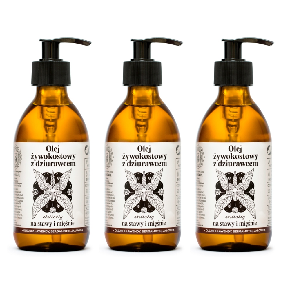 10% Naturalny olej żywokostowy z dziurawcem. Na stawy i mięśnie 250ml