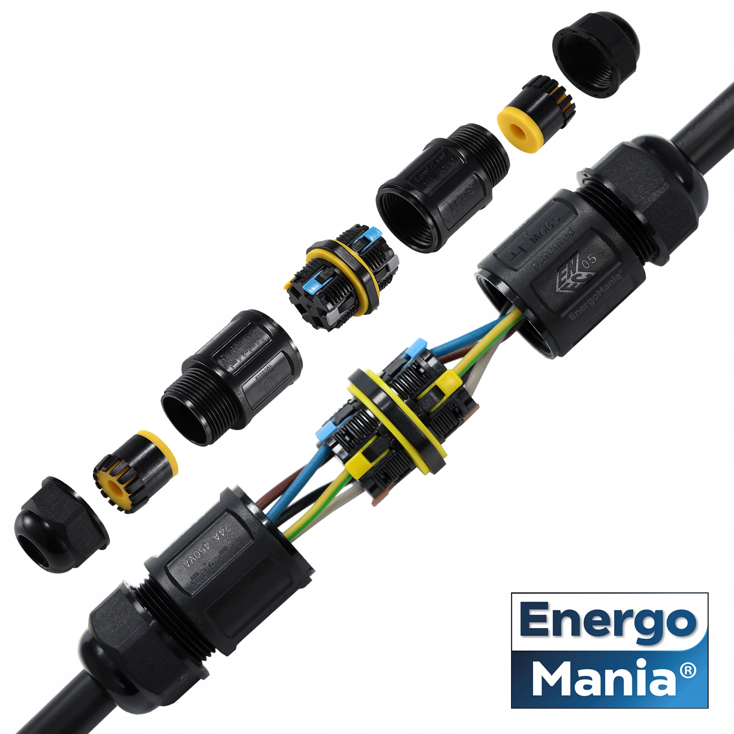 Podwójna hermetyczna mufa kablowa złącze IP68 CableGuard czarna 5x2,5mm Kod producenta CableGuard I-Joint 5W BLACK