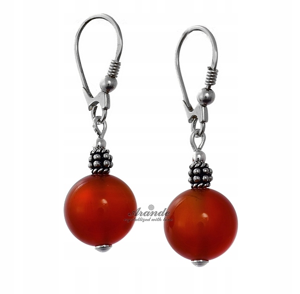 krásné náušnice Karneol Přírodní Stříbro