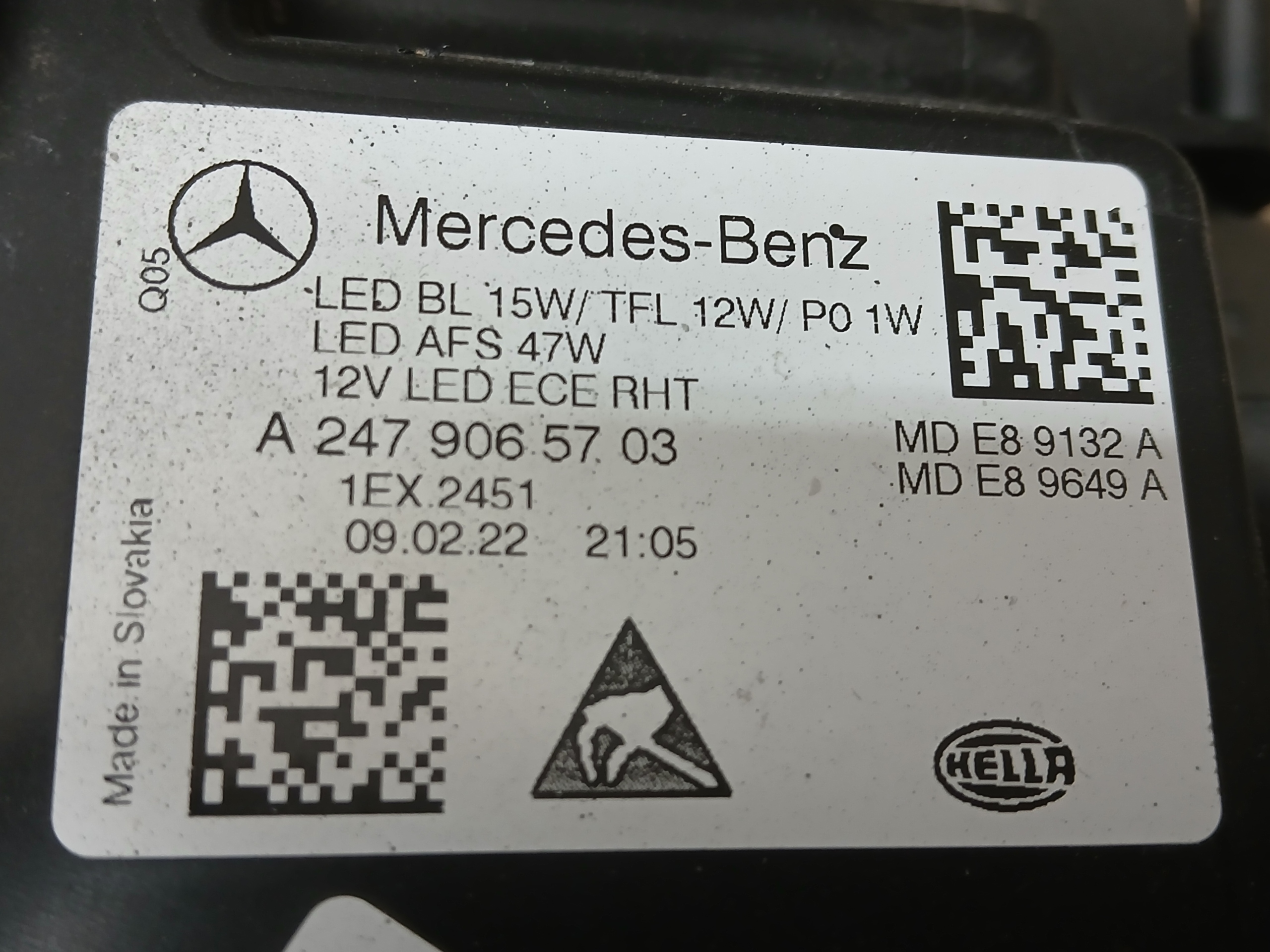light front left MERCEDES B KLASA W247 FULL LED HP A2479065703