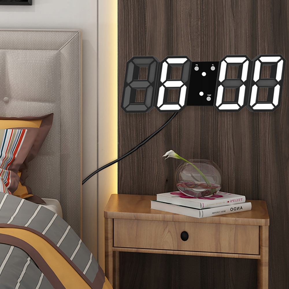 ZEGAR ELEKTRONICZNY LED BUDZIK TERMOMETR ALARM DATA Linia nowoczesna