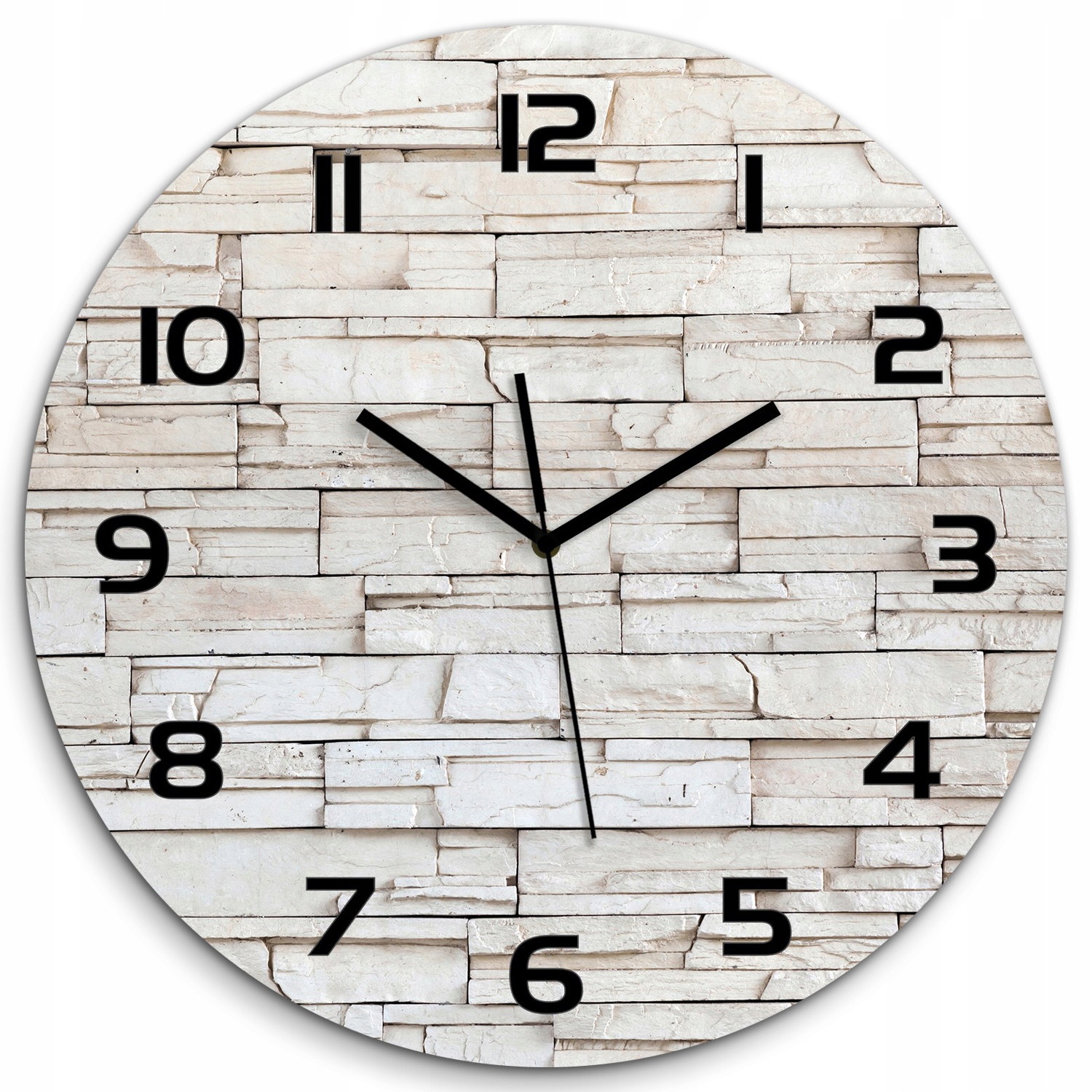 

Cichy szklany zegar Biała ściana kamień fi 60 cm