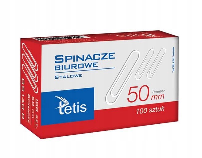 

GS140-D Spinacze Biurowe Okrągłe 50MM 100SZT Tetis