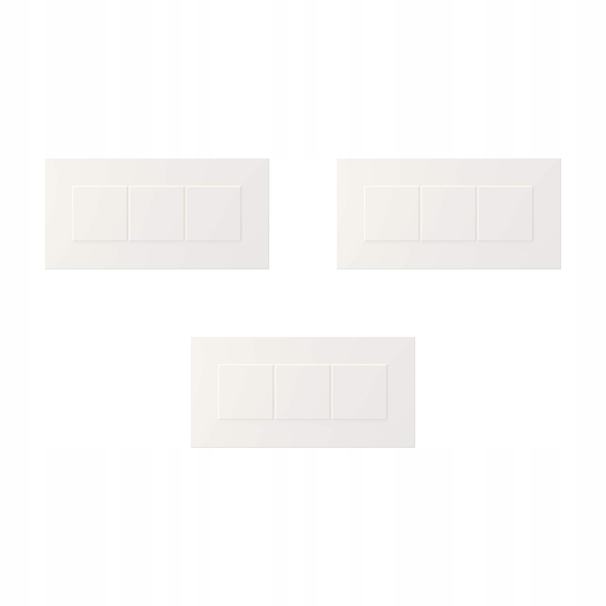 3 ks Přední část zásuvky Bílá 40x20 cm Lakovaná Odolná