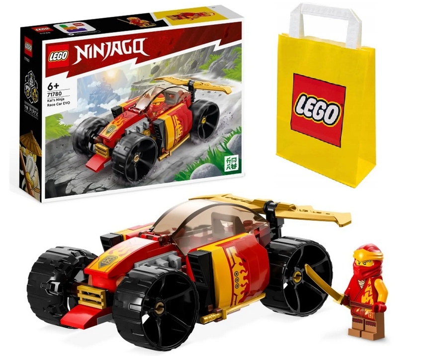 LEGO NINJAGO 71780 - SAMOCHÓD WYŚCIGOWY NINJA KAIA EVO + TORBA PREZENTOWA