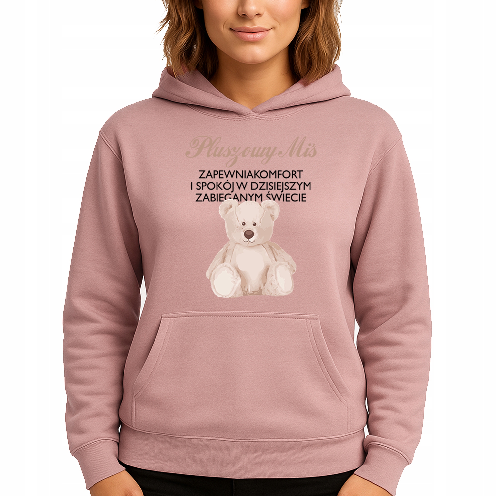 Mikina Růžová Hoodie S Kapucí Dárek Pro Ni Plyšový medvídek Vel S