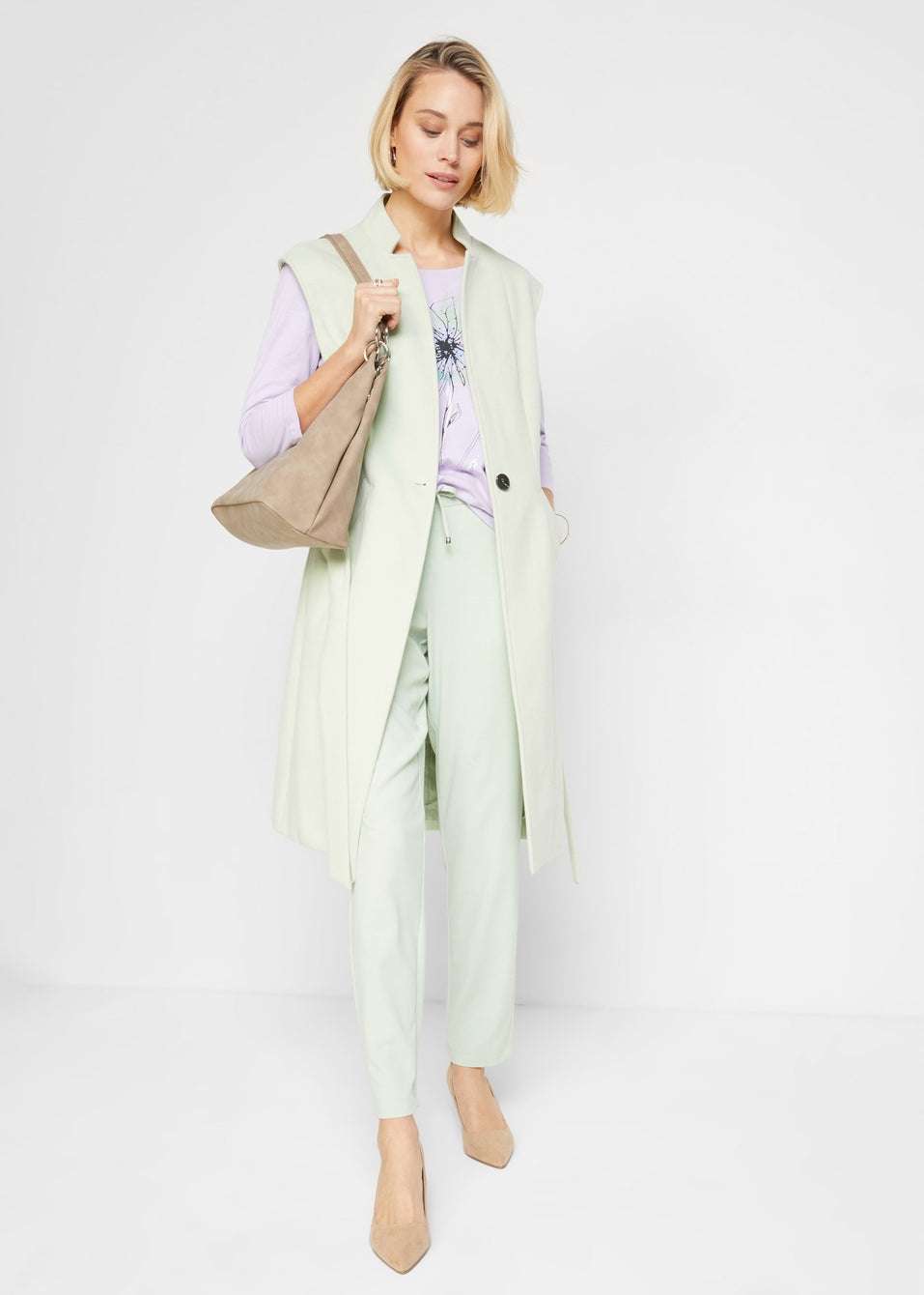 HA277 KAMIZELKA DAMSKA JESIENNA DŁUGA NA GUZIK Z PASKIEM FLAUSZ 40 ZIELONA Materiał dominujący poliester