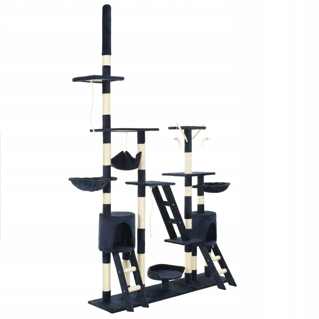 Škrabadlo pro kočky se sisalovými sloupky, 230-250 cm, modré