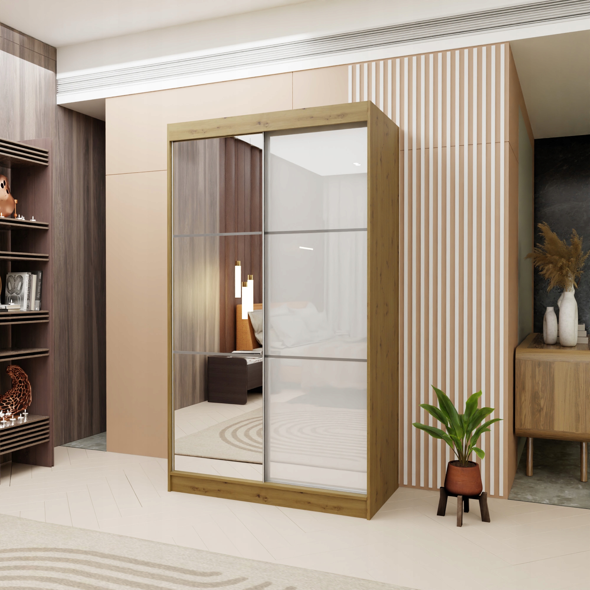 Skříň Vitale 120 cm Skříň se zrcadlem Posuvná dub artisan