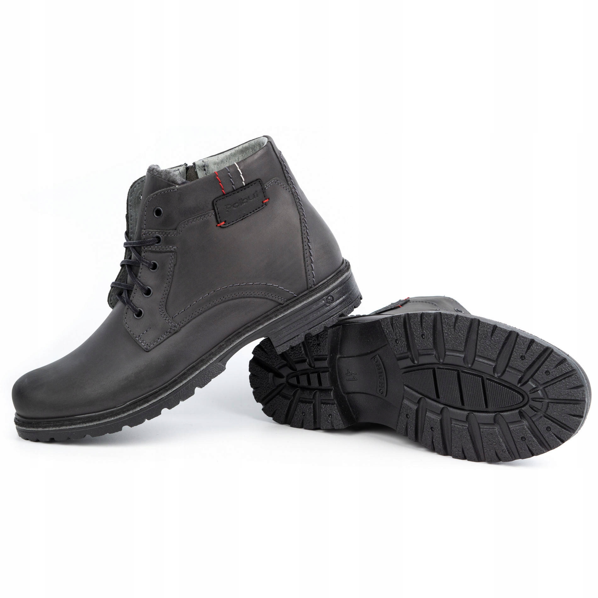 BUTY ZIMOWE SKÓRZANE OCIEPLONE J35S SZARE 43 Marka Polbut