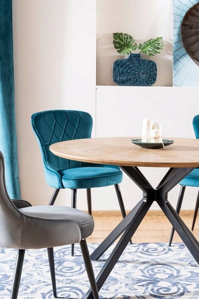 Stół okrągły ASTER 120x120 dąb/czarny loft SIGNAL Kolor mebla czarny