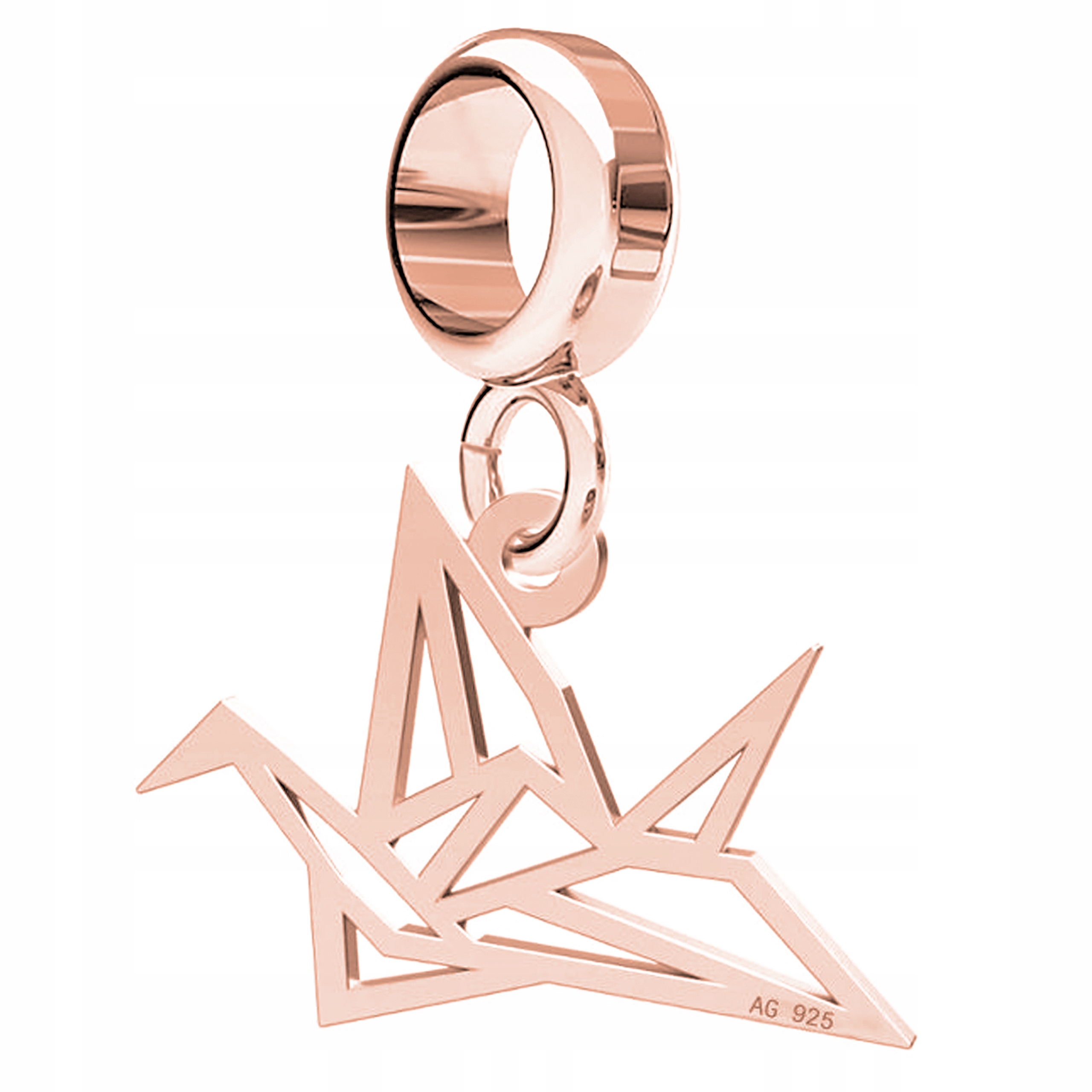 Charms Pozlacený pták Origami Plech s ptáčkem Ptáček Stříbro 925