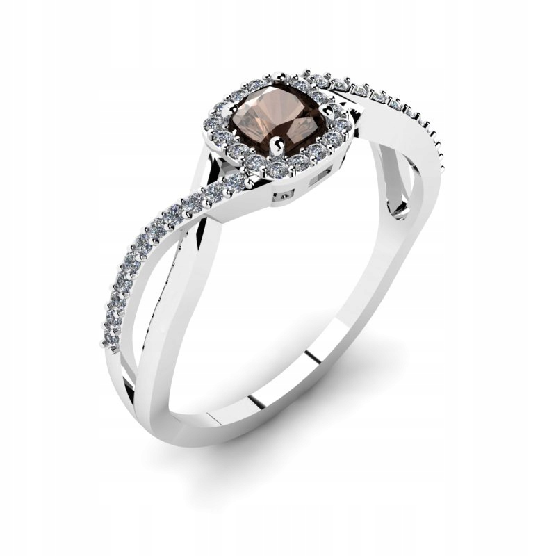 

Pierścionek Z Białego Złota Kwarc Z Brylantami