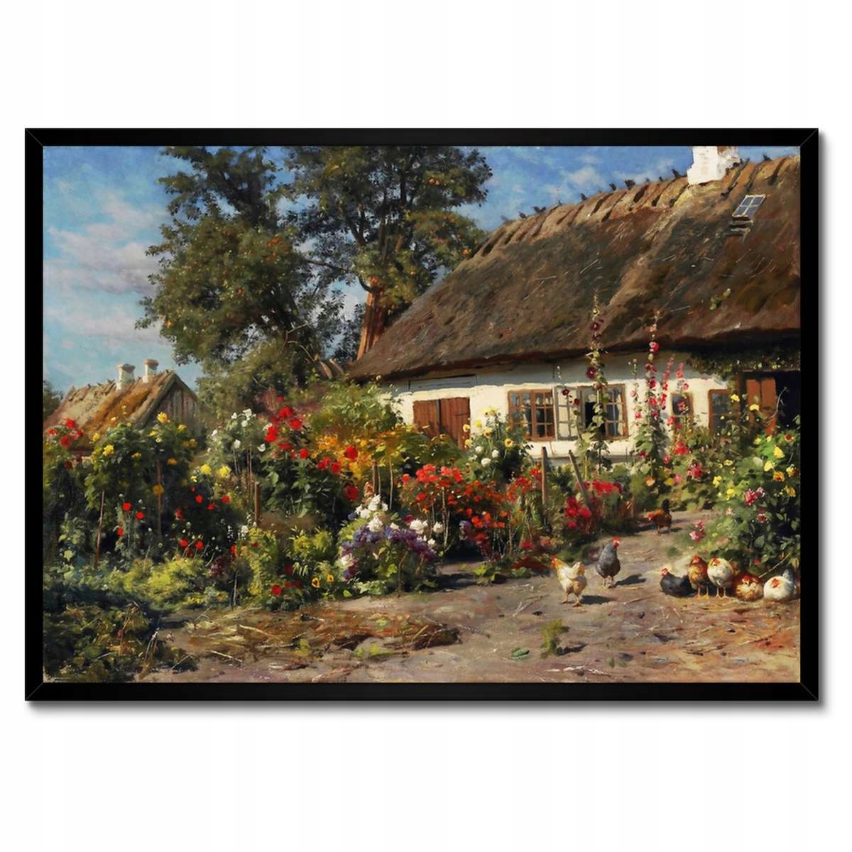 Plakáty v rámu 70x50 Venkovský domek s květinami