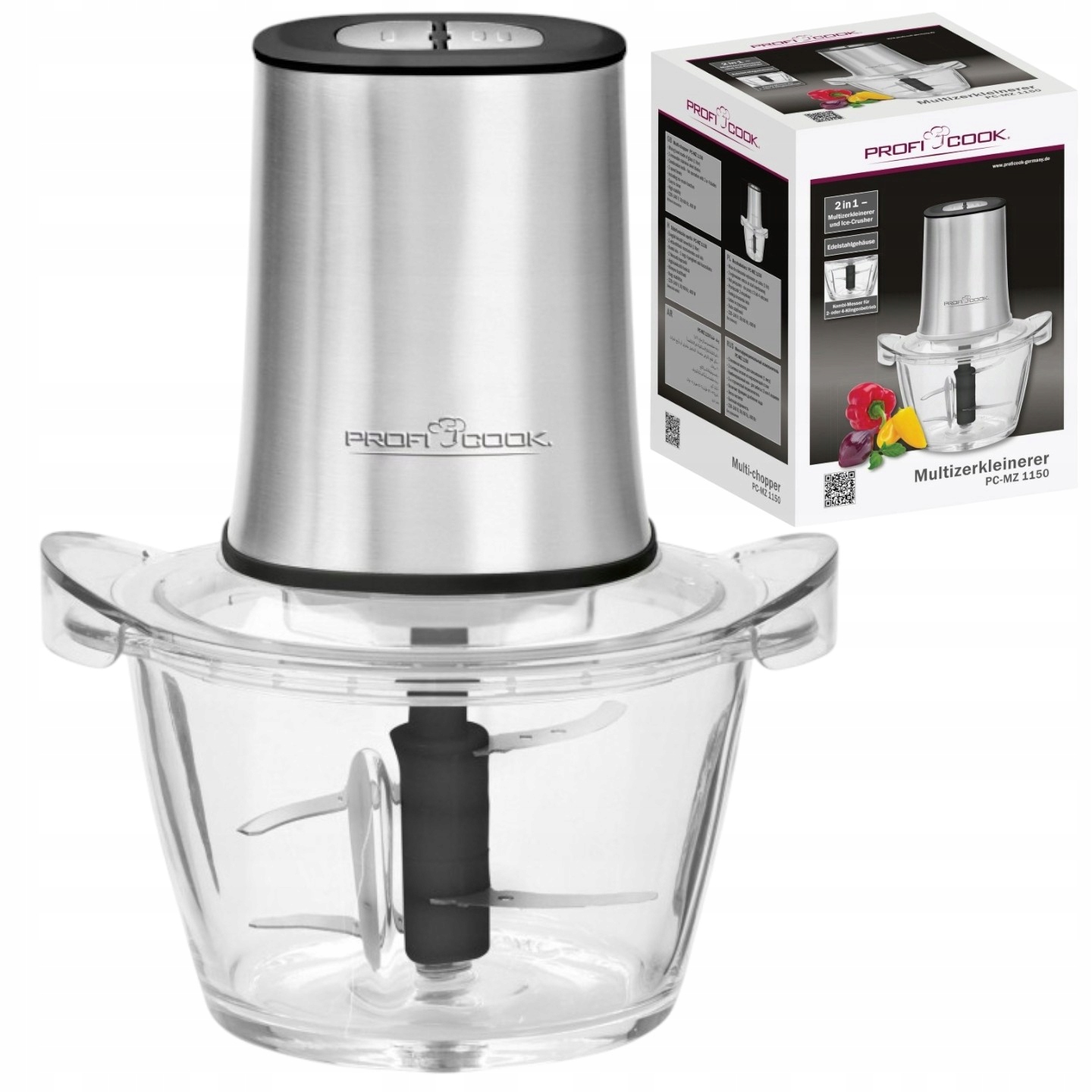 Rozdrabniacz Kuchenny Szklany Szatkownica Warzyw Owoców Mięsa Lodu Siekacz