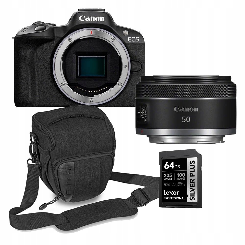 Canon R50 Objektiv Rf 50MM 1.8 64 Gb Lexar Taška Peda M Černá